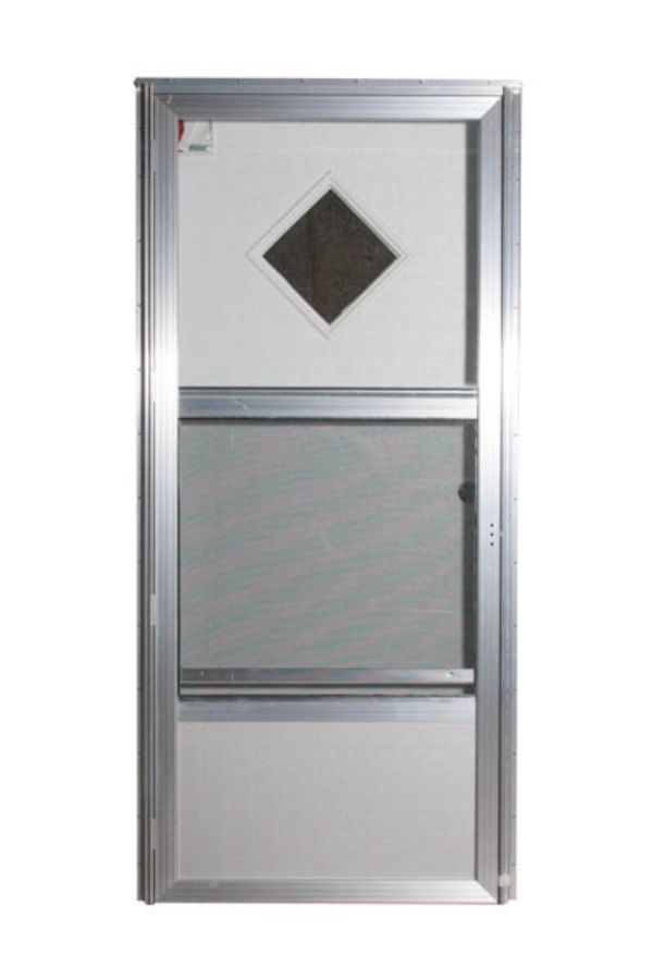 34X76  RH DIAMOND WINDOW WHITE/WHITE CORE 4.5 JAMB WHITE STANDARD STORM  *SHOWN IN LH