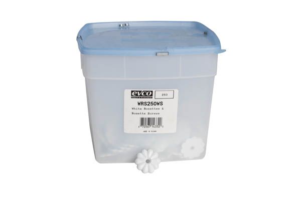 ROSETTE WITH SCREW - WHITE, 250/BOX