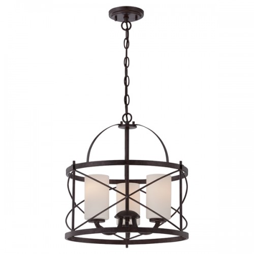 3 LIGHT PENDANT WITH OPAL GLASS - OLD BRONZE