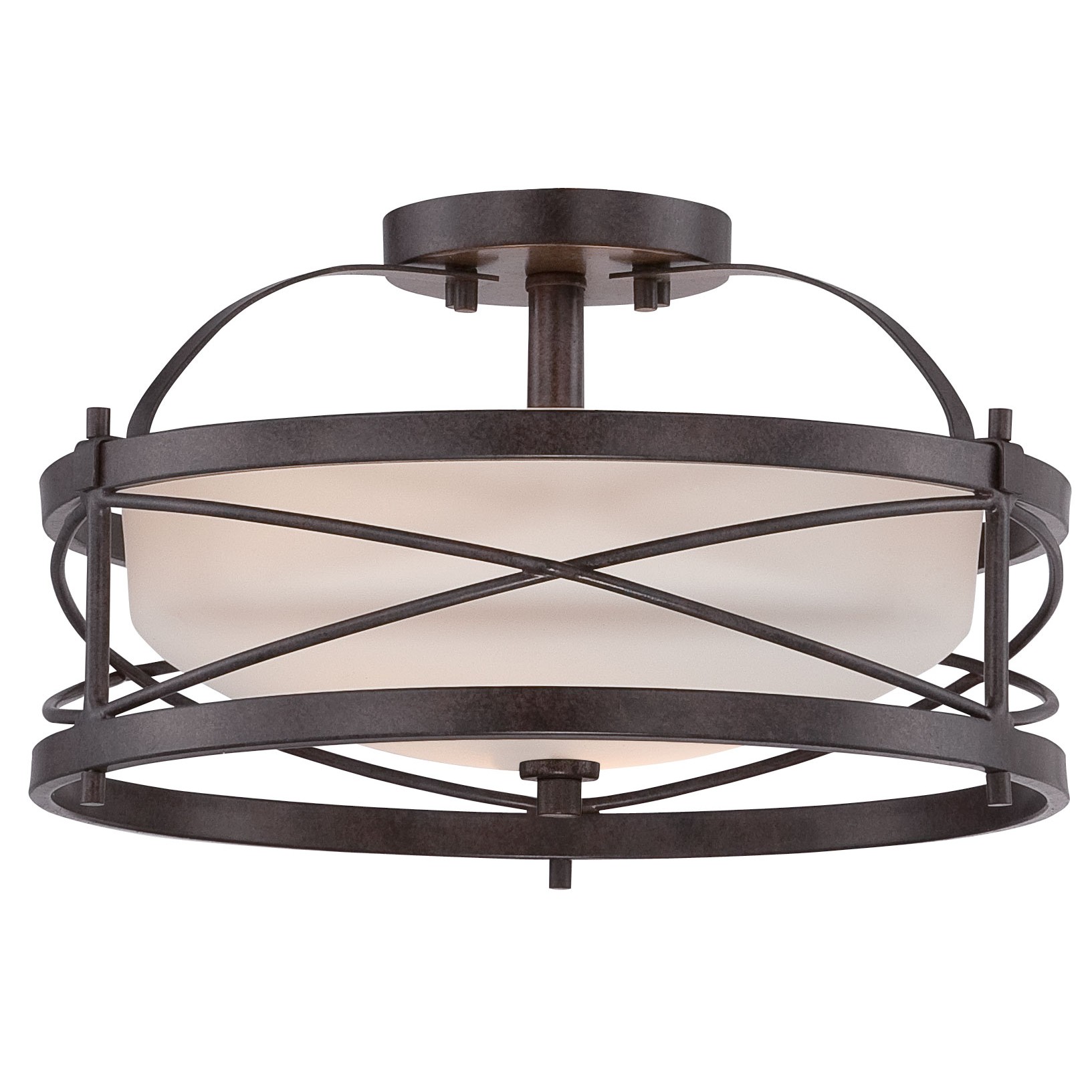 2 LIGHT SEMI-FLUSH WITH ETCHED OPAL