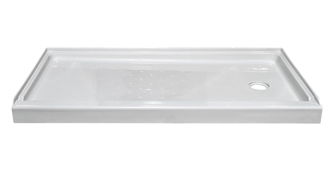 54x27 ACRYLIC SHOWER PAN RIGHT HAND DRAIN - BISCUIT *WHITE SHOWN