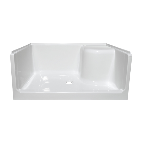 60x32 ACRYLIC SHOWER PAN RIGHT SEAT - WHITE