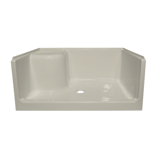 60x32x19 ACRYLIC SHOWER PAN LEFT SEAT - BISCUIT