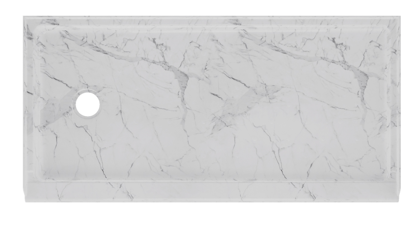 54 x 27 LH Acrylic Shower Pan - Glacier Marble