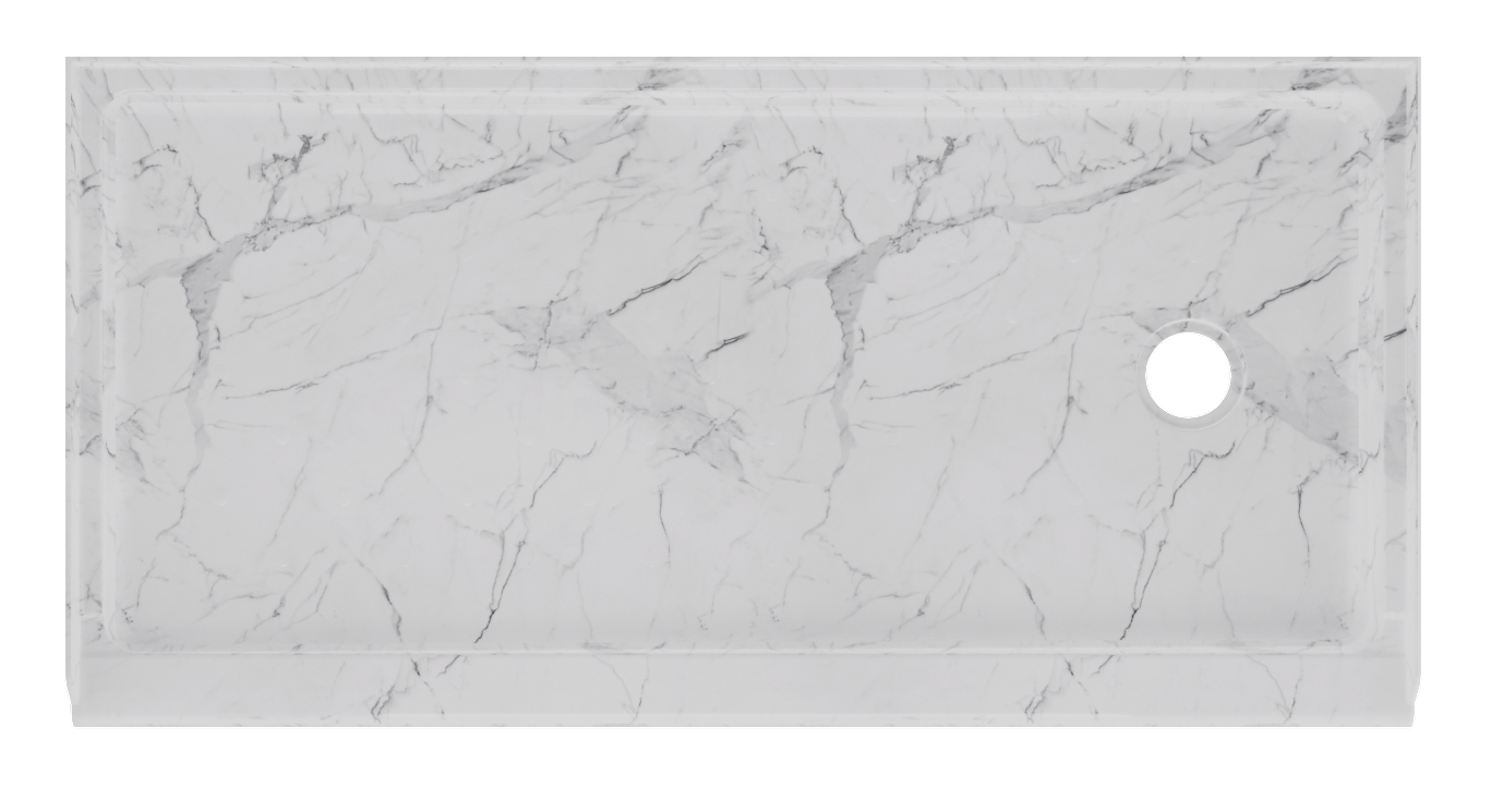 54 x 27 RH Acrylic Shower Pan - Glacier Marble