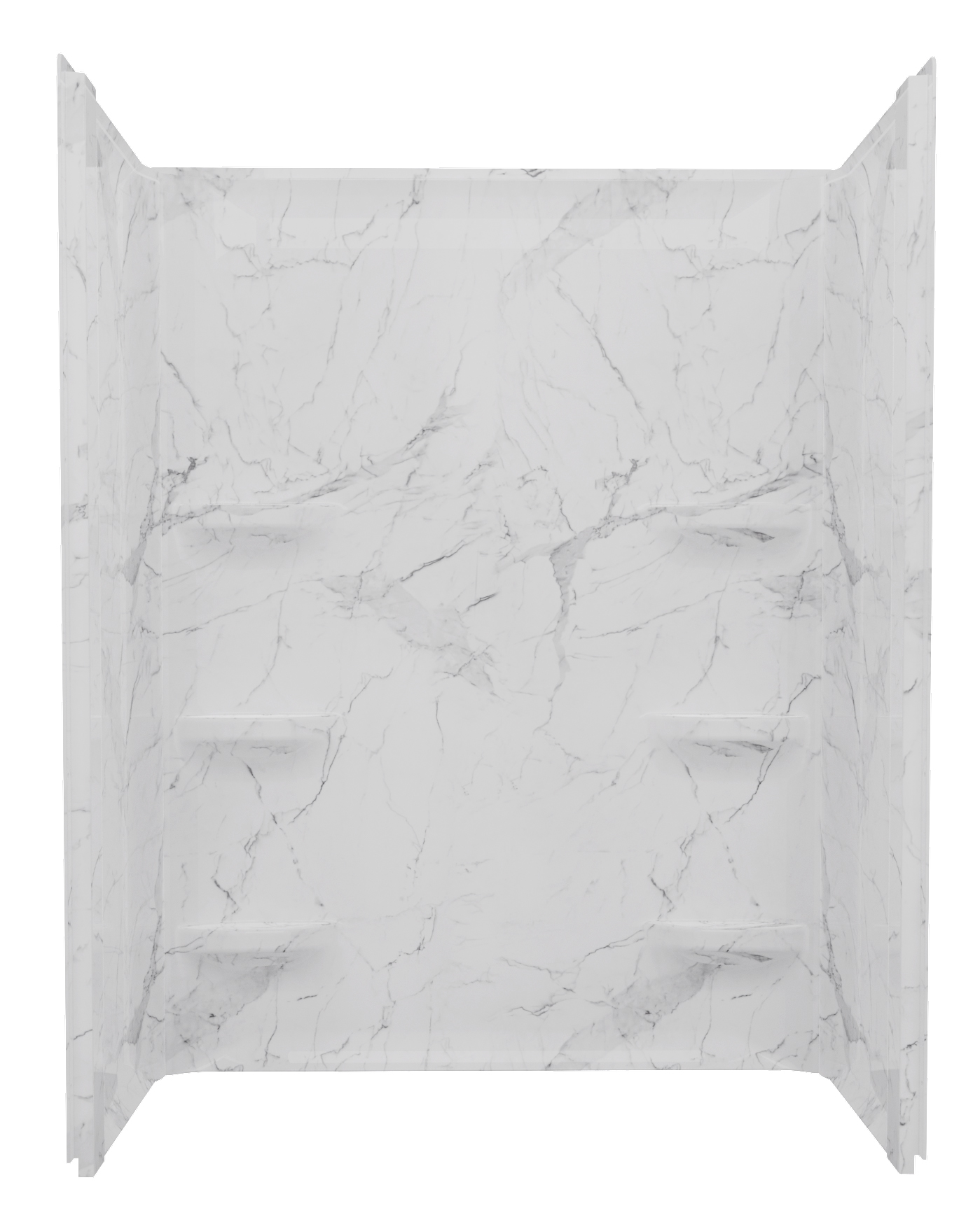 54 x 30 x 69 Acrylic Wall Surround with Corner Shelf - Glacier Marble