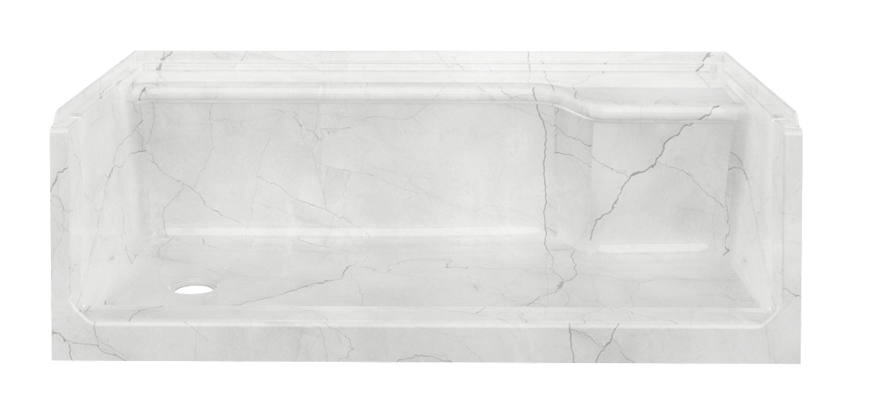 60 x 32 RH-Seat, LH Drain Acrylic Shower Pan - Luna Gray