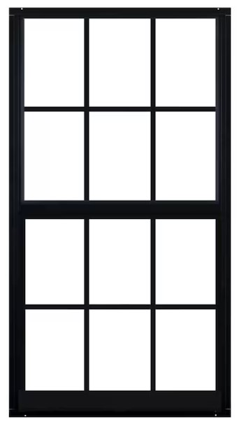 SHED VERT SLDR 30X36 BLK 6/6 GRID